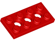 Technic Plate 2 x 4 [3 Holes] in Red