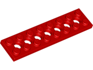 Technic Plate 2 x 8 [7 Holes] in Red