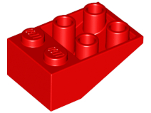 Brick Sloped Inverted 33° 3 x 2, No Connections between Studs, Ovoid Bottom Pin in Red