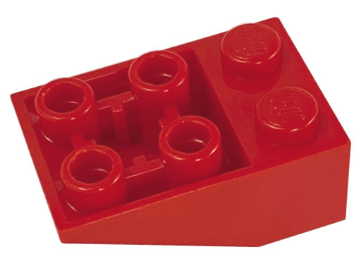 Brick Sloped Inverted 33° 3 x 2, Connections between Studs, Ovoid Bottom Pin in Red
