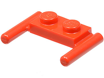 Plate Special 1 x 2 with Handles [Flat Ends / Low Attachment] in Red