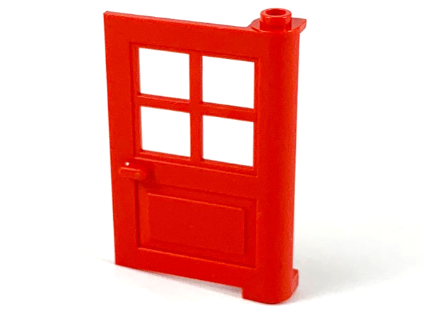 Door 1 x 4 x 5 with 4 Panes, Squared Base in Red