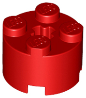 Brick Round 2 x 2 with Axle Hole in Red
