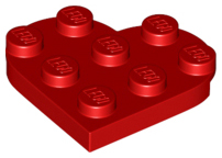 Plate Angled 3 x 3 with Heart Shape in Red