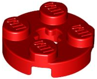 Plate Round 2 x 2 with Axle Hole Type 1 (+ Opening) in Red