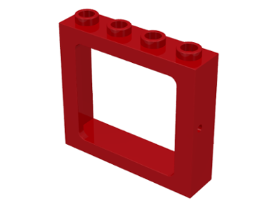 Window 1 x 4 x 3 Train with All Studs Hollow in Red