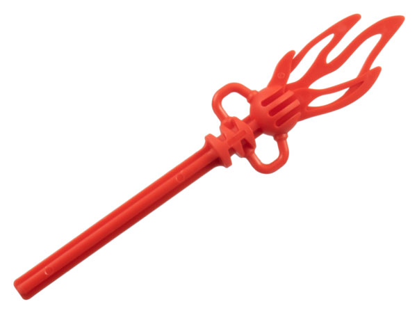 Large Figure Weapon Staff, Long Axle, Flame 1 x 12 in Red