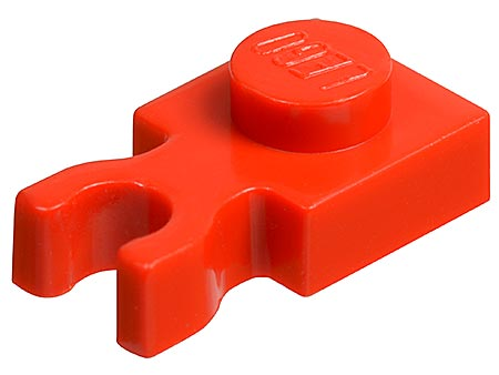 Plate Special 1 x 1 with Clip Vertical [Thick U Clip] in Red