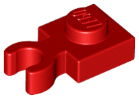 Plate Special 1 x 1 with Clip Vertical [Thick Open O Clip] in Red