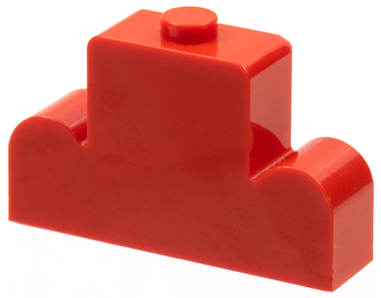 Brick Curved 1 x 4 x 2 Centre Stud Top in Red