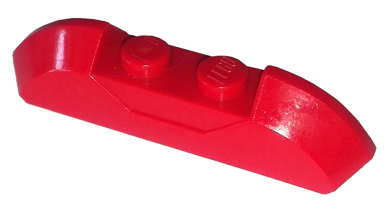 Brick Curved 1 x 4 with Sloped Ends and Two Top Studs in Red