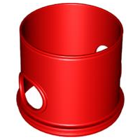 Duplo Ball Tube Straight with Opposing Oval Holes in Red
