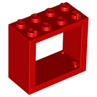 Window 2 x 4 x 3 Frame with Solid Studs in Red