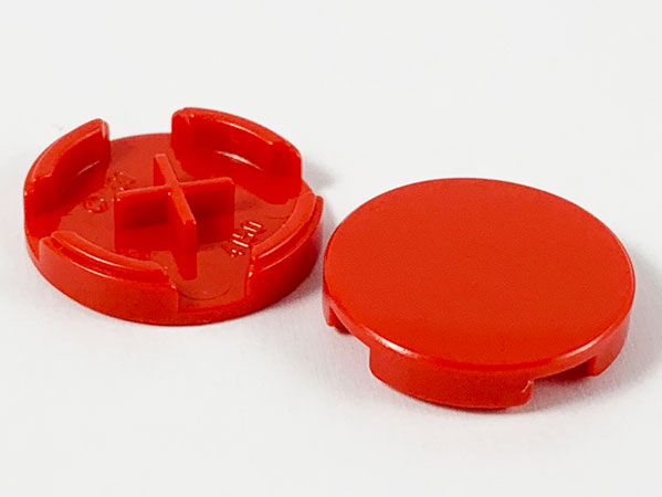 Tile Round 2 x 2 with Bottom Cross in Red