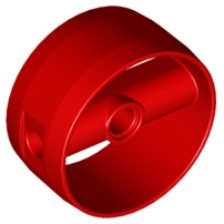 Technic Cylinder 4 x 4 with Pin Holes and Centre Bar, Closed Sides on Bar in Red