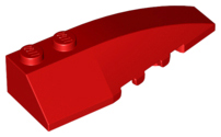 Brick Wedged, Curved 6 x 2 Right, Inner Ridges in Red