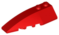 Brick Wedged, Curved 6 x 2 Left, Inner Ridges in Red