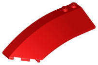 Brick Wedged, Curved 8 x 3 x 2 Open Left in Red