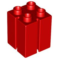 Duplo Brick 2 x 2 x 2 with Vertical Grooves in Red