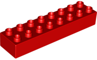 Duplo Brick 2 x 8 in Red