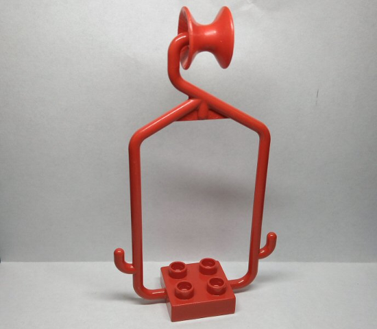 Duplo Cable Car with Plate 2 x 2 with Cable Wheel in Red