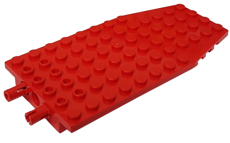 Wedge Plate 6 x 12 x 1 Cut Corners with 2 Fixed Rotatable Pins [aka 4 Juniors Wing Plate] in Red