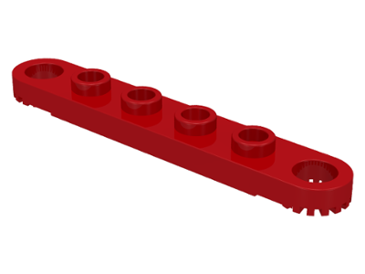 Technic Plate 1 x 6 with Toothed Ends in Red