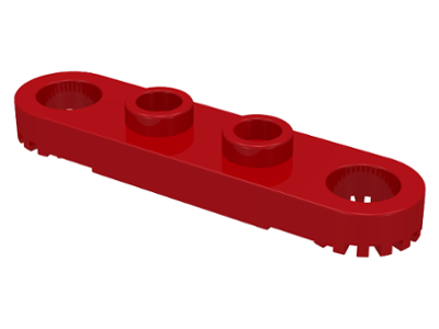 Technic Plate 1 x 4 with Toothed Ends in Red