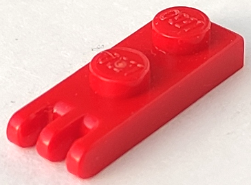 Hinge Plate 1 x 2 with 3 Fingers [Solid Studs] in Red