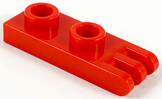 Hinge Plate 1 x 2 with 3 Fingers [Hollow Studs] in Red