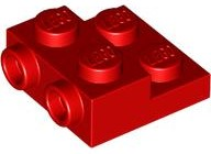 Plate Special 2 x 2 x 2/3 with Two Studs On Side and Two Raised [Half Hollow Anti-stud] - Updated Version in Red
