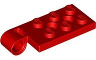 Hinge Plate 2 x 4 with Pin Hole with 2 Holes - Top in Red