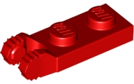 Hinge Plate 1 x 2 Locking with 2 Fingers On End, with Groove, 9 Teeth in Red