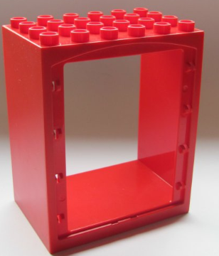Duplo Door Frame / Entryway with Double Doorway and 4 x 6 Studs on Top in Red