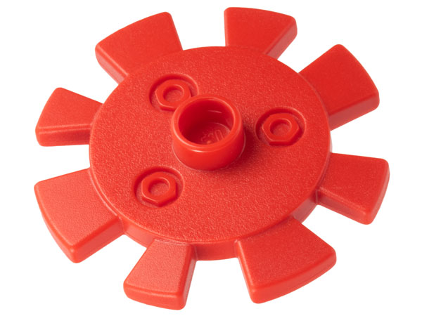 Duplo Flower Gear with 8 Teeth, Metal Bolts Design in Red