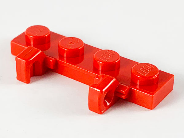 Hinge Plate 1 x 4 Locking Dual 1 Finger in Red