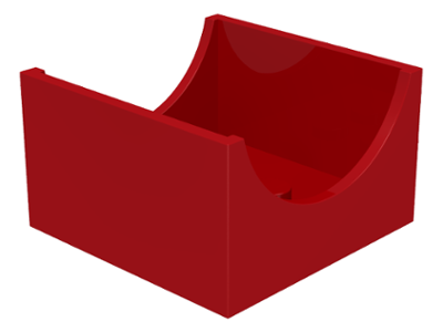 Box 4 x 4 x 2 Bottom with Semicircle Cut-out Ends in Red