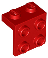 Bracket 1 x 2 - 2 x 2 in Red
