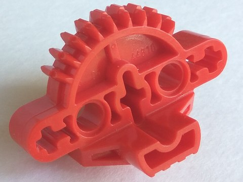 Large Figure Skeletal, Torso, Gear 9 Tooth with 3 Axle Holes and 2 Holes (Matoran) in Red