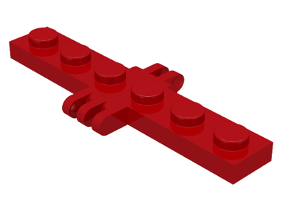 Hinge Plate 1 x 6 with 2 and 3 Fingers On Sides in Red