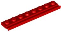 Plate Special 1 x 8 with Door Rail in Red