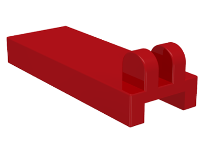 Hinge Tile 1 x 2 1/2 with 2 Fingers on Top in Red