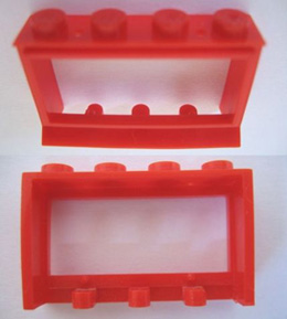 Window 1 x 4 x 2 Classic with Solid Studs, No Glass in Red