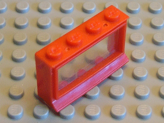 Window 1 x 4 x 2 Classic with Solid Studs [Complete] in Red
