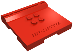Plate Special 6 x 6 x 2/3 with 4 Studs and Embossed 'SPORTS' in Red
