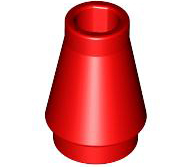 Cone 1 x 1 [No Top Groove] in Red