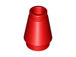 Cone 1 x 1 [Top Groove] in Red