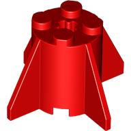 Brick Round 2 x 2 x 2 with Axle Hole and Fins in Red