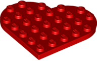 Plate Angled 6 x 6 Heart Shape in Red