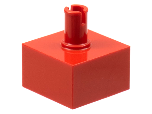 Brick Special 2 x 2 No Studs, Top Pin in Red